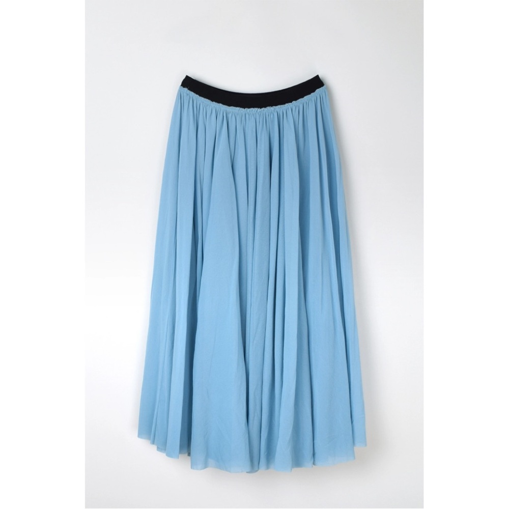 Jil Sander Blue Pleated A-Line Skirt